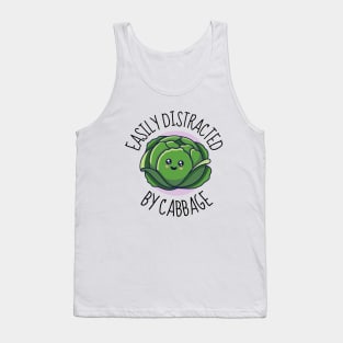 Easily Distracted By Cabbage Funny Tank Top